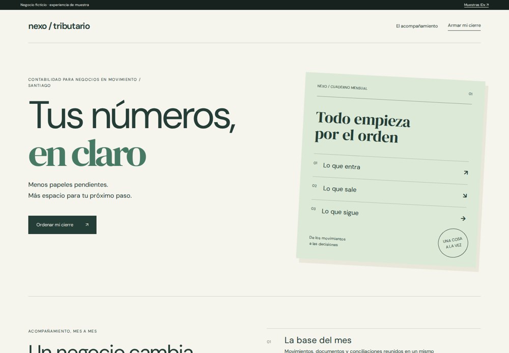 Portada del sitio ficticio Nexo Tributario