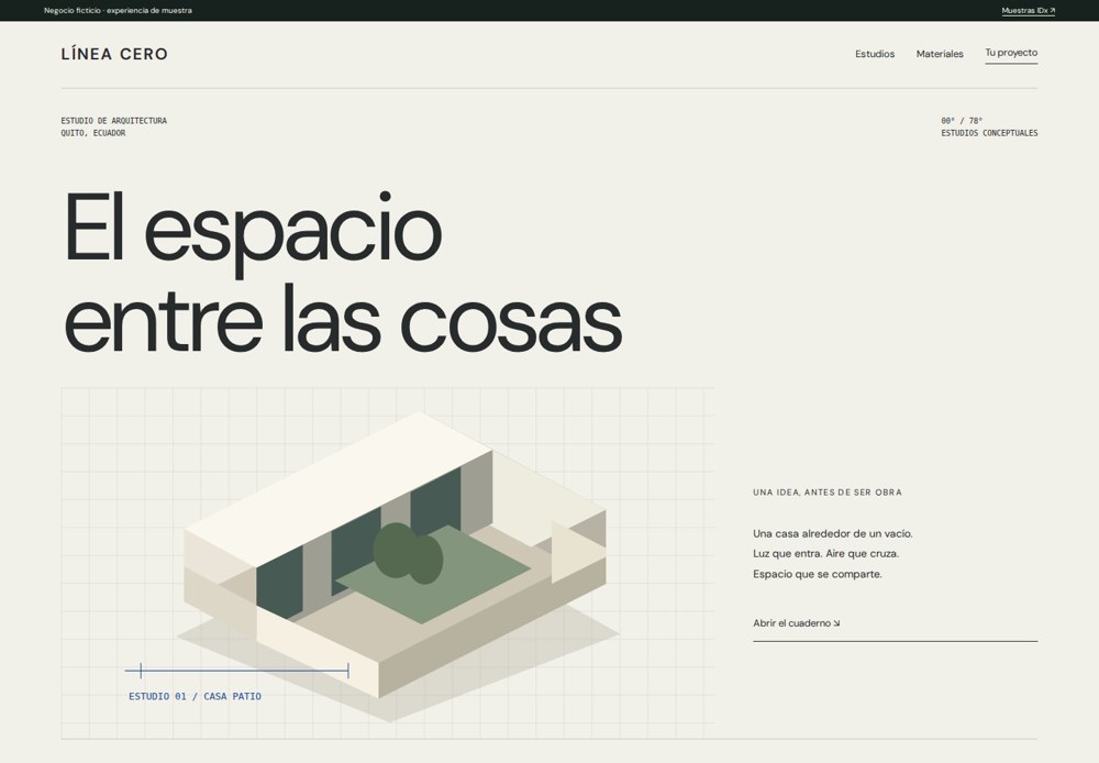 Portada del sitio ficticio Línea Cero