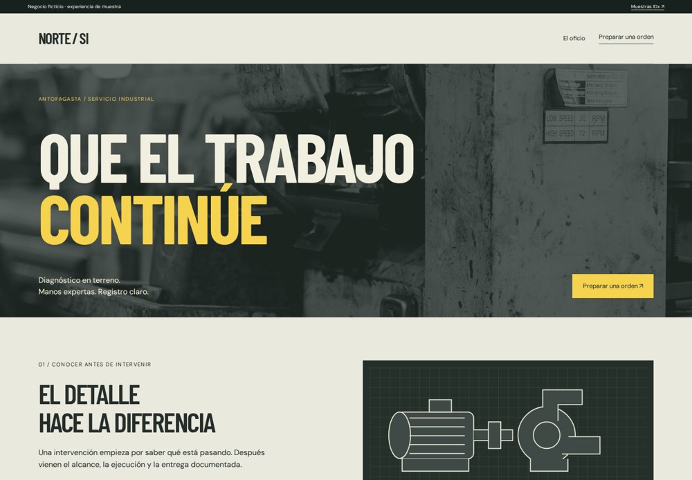 Portada del sitio ficticio Norte Servicio Industrial