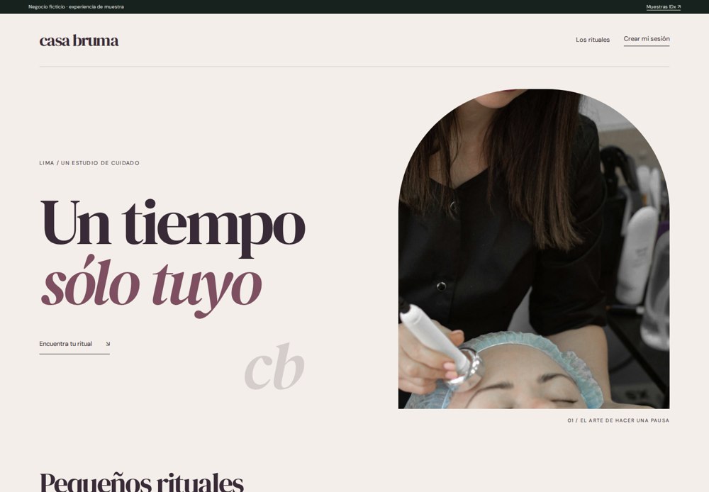 Portada del sitio ficticio Casa Bruma